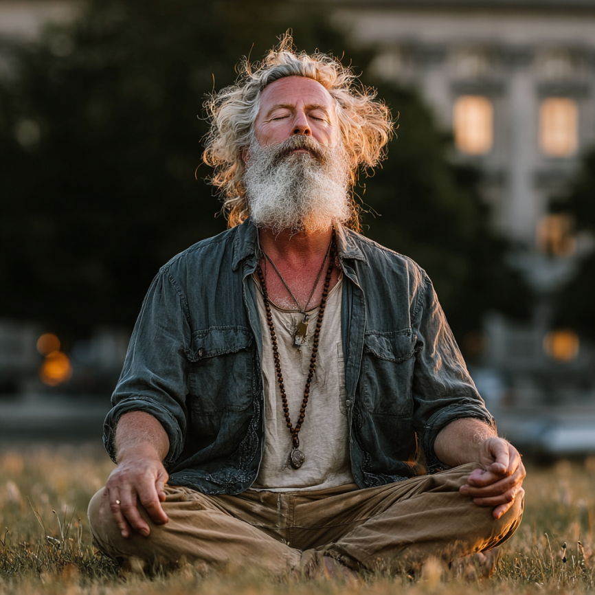 Група літніх людей на заняттях йоги